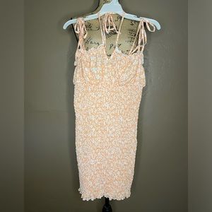 NWT mini orange dress Small spaghetti strap neck & shoulder Ruched stretchy body